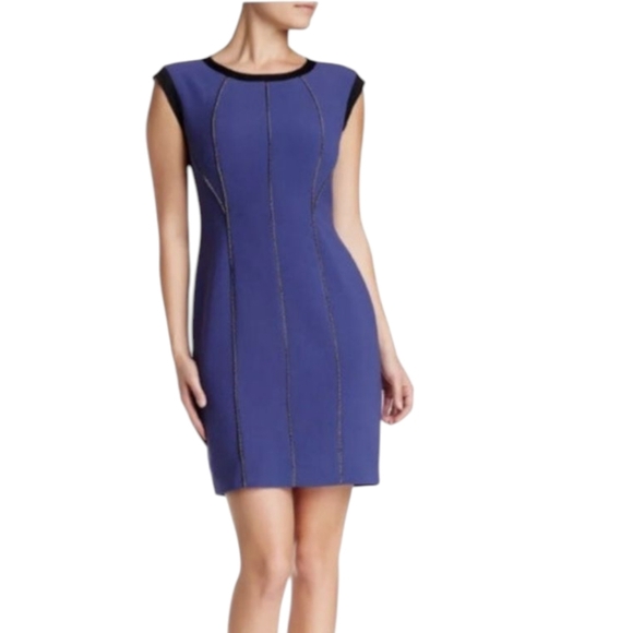 Rebecca Taylor Blue chain detail Polyester/ Silk dress MSRP $395 EUC. Sz 4 - Picture 3 of 9